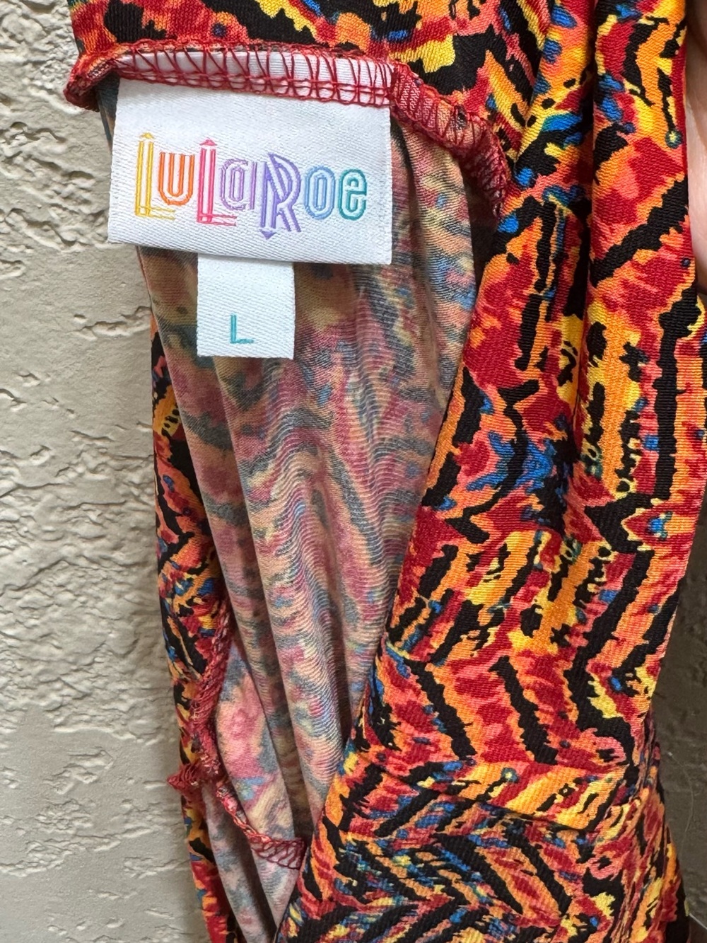 NWT LuLaRoe Maxi Skirt L Boho Aztec Geometric Orange Pink Stretch Long Skirt - Picture 5 of 5
